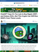 ChatGPT Says It’s Too Late to Buy Ripple (XRP) and Solana (SOL), But This Crypto Can Still Rise 8000% from These Levels