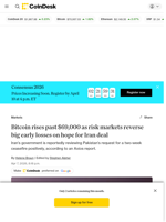 Bitcoin price news: BTC recovers from early losses on hope for Iran ceasefire