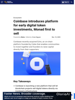 Coinbase introduces platform for early digital token investments, Monad first to sell