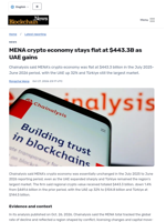 MENA crypto economy stays flat at $443.3B as UAE gains - Blockchain.News