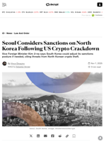 Seoul Considers Sanctions on North Korea Following US Crypto Crackdown - Decrypt