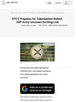 DTCC Prepares for Tokenization Rollout, XRP Army Uncovers Exciting Link