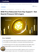 BNB Price Rebounds From Key Support—But Bearish Pressure Still Lingers