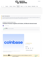 Coinbase Premium negative all October, US Bitcoin demand weak