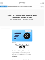 Flare CEO Reveals How XRP Can Work Harder for Holders in DeFi
