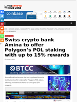 Swiss crypto bank Amina to offer Polygon’s POL staking with up to 15% rewards - The Crypto News Wire