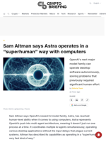 Sam Altman says Astra operates in a "superhuman" way with computers