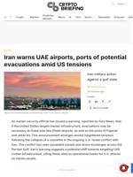 Iran warns UAE airports, ports of potential evacuations amid US tensions
