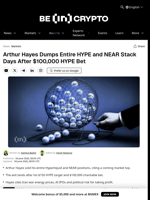 Arthur Hayes Dumps Entire HYPE and NEAR Stack Days After $100,000 HYPE Bet