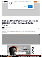 'Rich Dad Poor Dad' Author: Bitcoin to $500K-$1 Million As Hyperinflation Comes