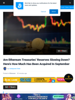 Are Ethereum Treasuries' Reserves Slowing Down? Here’s How Much Has Been Acquired In September | Bitcoinist.com