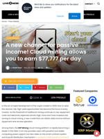 A new channel for passive income! Cloud mining allows you to earn $77,777 per day | Live Bitcoin News