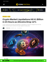 Crypto Market Liquidations Hit $1 Billion in 24 Hours as Altcoins Drop 12% - CoinCentral