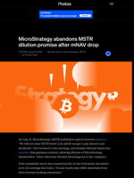 MicroStrategy abandons MSTR dilution promise after mNAV drop | Protos