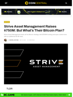 Strive Asset Management Raises $750M: But What’s Their Bitcoin Plan? - CoinCentral
