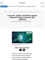 Grayscale, VanEck, and Others Update Solana ETF Filings in Push for SEC Approval