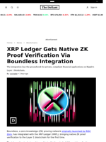 XRP Ledger Gets Native ZK Proof Verification Via Boundless Integration - 