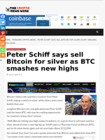 Peter Schiff says sell Bitcoin for silver as BTC smashes new highs - The Crypto News Wire