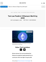 Tom Lee Predicts 1 Ethereum Worth by 2035
