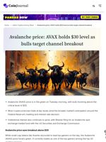 Avalanche price: AVAX holds $30 level as bulls target channel breakout - CoinJournal