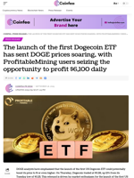 The launch of the first Dogecoin ETF has sent DOGE prices soaring, with ProfitableMining users seizing the opportunity to profit $6,100 daily - Coinfea