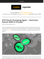 ETH Starts Dumping Again - Nexchain Raises $3M in Presale
