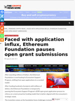 Faced with application influx, Ethereum Foundation pauses open grant submissions - The Crypto News Wire