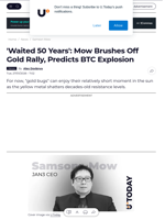 'Waited 50 Years': Mow Brushes Off Gold Rally, Predicts BTC Explosion - U.Today