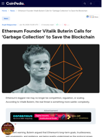 Ethereum Founder Vitalik Buterin Calls for 'Garbage Collection' to Save the Blockchain