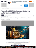 Toncoin (TON) Dethrones Shiba Inu After Unusual 15% Rally