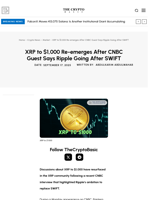 XRP to $1,000 Re-emerges After CNBC Guest Says Ripple Going After SWIFT