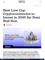 Best Low Cap Cryptocurrencies to Invest in 2025 for Next Bull Run