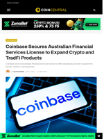 Coinbase Secures Australian Financial Services License to Expand Crypto and TradFi Products