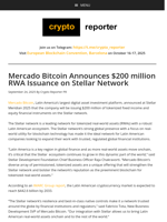 Mercado Bitcoin Announces $200 million RWA Issuance on Stellar Network