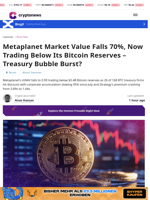 Metaplanet Market Value Falls 70%, Now Trading Below Its Bitcoin Reserves – Treasury Bubble Burst?