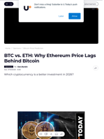 BTC vs. ETH: Why Ethereum Price Lags Behind Bitcoin - U.Today