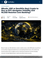 Bitcoin, XRP or Remittix: Best Crypto to Buy as BTC Navigates Volatility and RLUSD Reaches Core Banking? - TechBullion