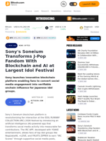 Sony's Soneium Transforms J-Pop Fandom With Blockchain and AI at Largest Idol Festival – News Bytes Bitcoin News