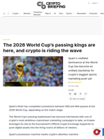 The 2026 World Cup's passing kings are here, and crypto is riding the wave