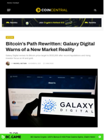 Bitcoin’s Path Rewritten: Galaxy Digital Warns of a New Market Reality - CoinCentral