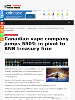 Canadian vape company jumps 550% in pivot to BNB treasury firm - The Crypto News Wire