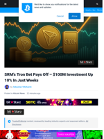 SRM’s Tron Bet Pays Off – $100M Investment Up 10% In Just Weeks | Bitcoinist.com