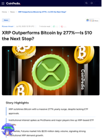 XRP Outperforms Bitcoin by 277%—Is $10 the Next Stop?
