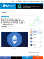 BitMine Supercharges Ethereum Hoard to 4.42M ETH Even As Prices Slide To 2-Week Lows ⋆ ZyCrypto