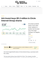 Ark Invest buys $5.2 million in Circle Internet Group shares