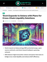 1inch Expands to Solana with Plans for Cross-Chain Liquidity Solutions - Crypto News Flash