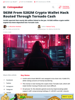 $63M From $282M Crypto Wallet Hack Routed Through Tornado Cash - Coinspeaker
