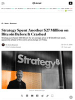 Strategy Spent Another $27 Million on Bitcoin Before It Crashed - Decrypt