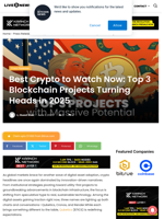 Best Crypto to Watch Now: Top 3 Blockchain Projects Turning Heads in 2025 | Live Bitcoin News