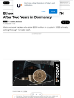 Ethereum Hacker Moves Stolen ETH After Two Years in Dormancy - U.Today